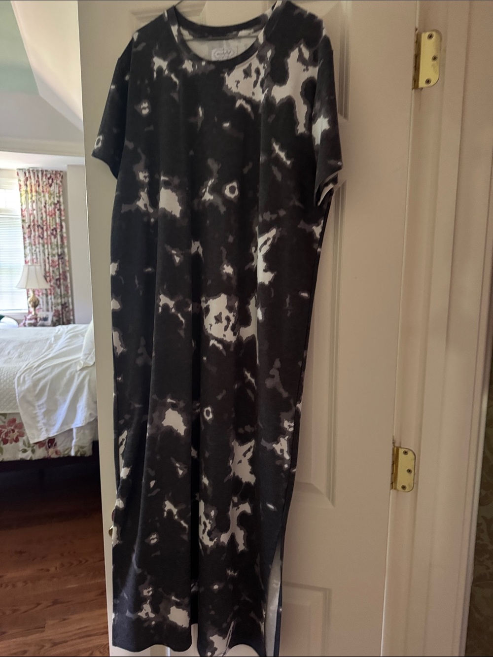 Mud Pie Black & White Tie-Dye Short Sleeve Kids Nightgown